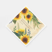 Serviette En Papier Elégante Jaune Brown Sunflowers (Coin)