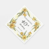 Serviette En Papier Élégante jonquille jaune 40e anniversaire floral (Coin)