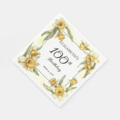 Serviette En Papier Élégante jonquille jaune Floral 100e anniversaire (Coin)