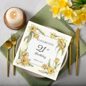 Serviette En Papier Élégante jonquille jaune Floral 21e anniversaire