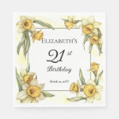 Serviette En Papier Élégante jonquille jaune Floral 21e anniversaire (Devant)