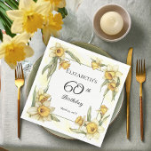 Serviette En Papier Élégante jonquille jaune Floral 60e anniversaire