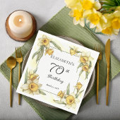 Serviette En Papier Élégante jonquille jaune Floral 70e anniversaire