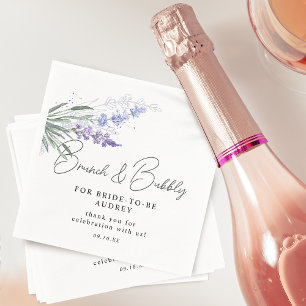 Serviette En Papier Elégante Lavande Aquarelle Brunch Bubbly Douche