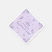 Serviette En Papier Élégante Lavande Scribble Quinceanera (Coin)