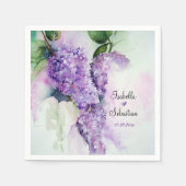 Serviette En Papier Élégante Lilac Fleurs Mariage Papier serviettes (Devant)