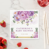 Serviette En Papier Élégante Lilac violet Fleurs Baby shower verdoyant (En situation)