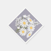 Serviette En Papier Élégante marguerite florale blanche sur la lavande (Coin)