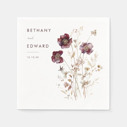 Serviette En Papier Élégante Mariage de automne (Devant)