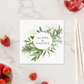 Serviette En Papier Élégante Mariage de verdure d'olive (En situation)