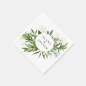 Serviette En Papier Élégante Mariage de verdure d'olive (Coin)