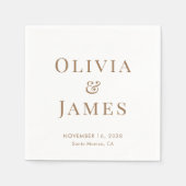 Serviette En Papier Élégante mariée Monogramme Mariage or blanc (Devant)