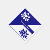 Serviette En Papier Elégante Marine Bleu Blanc Zen Yoga Lotus Fleur (Coin)