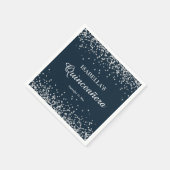 Serviette En Papier Elégante Marine Bleu Parties scintillant argent Qu (Coin)
