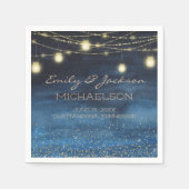 Serviette En Papier Élégante Marine Blue Gold String lanternes (Devant)