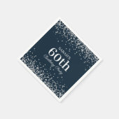 Serviette En Papier Elégante Marine Blue Silver Parties scintillant 60 (Coin)