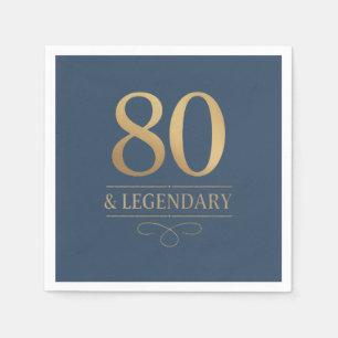 Serviette En Papier Elégante Marine & Gold 80e & Légendaire Anniversai