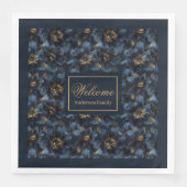 Serviette En Papier Elégante Marine Gold Napkins Nom personnalisé Idée (Devant)