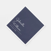 Serviette En Papier Elégante marine moderne et script blanc (Coin)