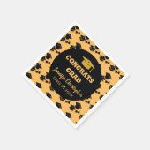 Serviette En Papier Élégante Mignonne Classique Noir & Jaune Graduatio (Coin)