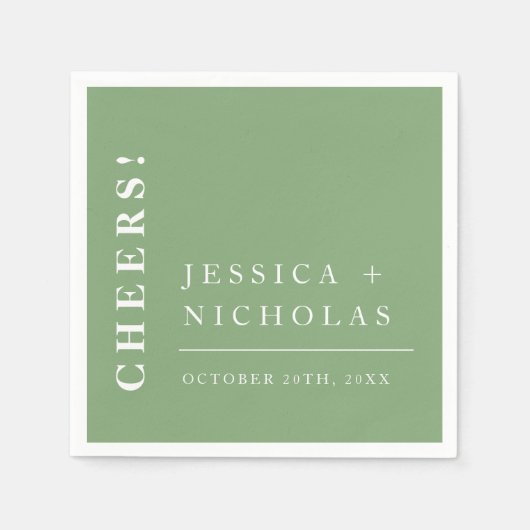 Serviette En Papier Élégante minimale Pistache Mariage moderne (Devant)