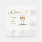 Serviette En Papier Elégante moderne Cheers Mariage de Script Lunettes (Devant)