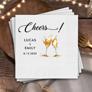 Serviette En Papier Elégante moderne Cheers Mariage de Script Lunettes