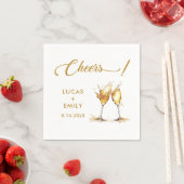 Serviette En Papier Elégante moderne Cheers Mariage de Script Lunettes (En situation)
