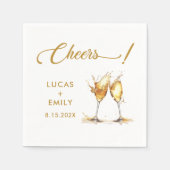 Serviette En Papier Elégante moderne Cheers Mariage de Script Lunettes (Devant)