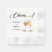 Serviette En Papier Elégante moderne Cheers Mariage de Script Lunettes (Devant)