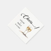 Serviette En Papier Elégante moderne Cheers Mariage de Script Lunettes (Coin)