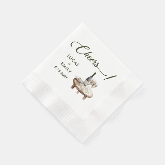 Serviette En Papier Elégante moderne Cheers Script Vins Verres Mariage (Coin)