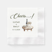 Serviette En Papier Elégante moderne Cheers Script Vins Verres Mariage (Devant)