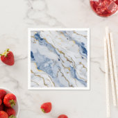 Serviette En Papier Elégante motif en granit bleu blanc (En situation)