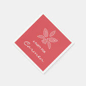 Serviette En Papier Elégante Orchidée Simple Fleur Rouge Chaud Avec No (Coin)