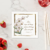 Serviette En Papier Élégante Orchidées Blanches Bible Verse Mariage (En situation)