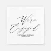 Serviette En Papier Élégante Partie d'engagement en calligraphie (Devant)