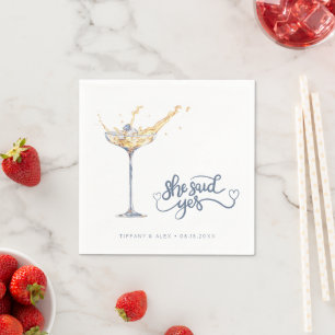Serviette En Papier Élégante Partie d'engagement en verre de champagne