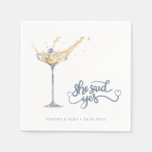 Serviette En Papier Élégante Partie d'engagement en verre de champagne (Devant)