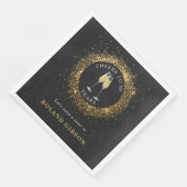 Serviette En Papier Elégante Parties scintillant Black & Gold Annivers (Coin)