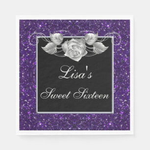 Serviette En Papier Élégante Parties scintillant chic violet Rose arge