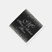 Serviette En Papier Elégante Parties scintillant d'argent sur noir (Coin)