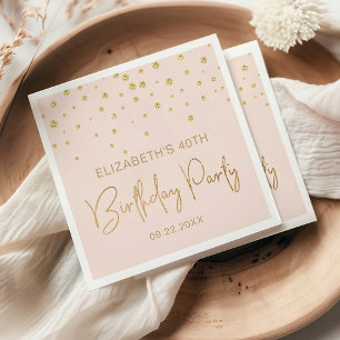 Serviette En Papier Elégante Parties scintillant d'or Confetti 40e Ann