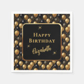 Serviette En Papier Elégante Parties scintillant d'or noir Ballons d'a (Devant)