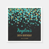 Serviette En Papier Elégante Parties scintillant d'or Turquoise Confet (Devant)