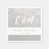 Serviette En Papier Élégante Parties scintillant  en argent étincelant (Devant)