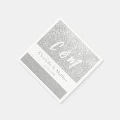 Serviette En Papier Élégante Parties scintillant  en argent étincelant (Coin)