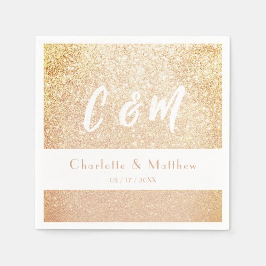 Serviette En Papier Élégante Parties scintillant en or Sparkle Mariage (Devant)