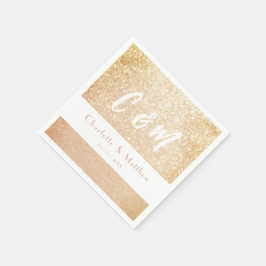 Serviette En Papier Élégante Parties scintillant en or Sparkle Mariage (Coin)