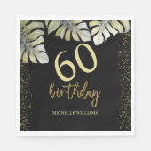 Serviette En Papier Elégante Parties scintillant Gold Palm Calligraphi (Devant)